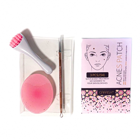 NEW - 54PC Skin Care Set - Silicone Brush, Face Roller, Pimple Popper, Patches - Picture 2 of 3